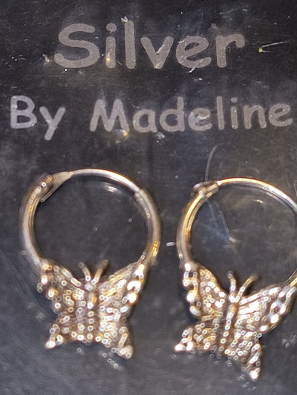 Madeline Sterling Silver Butterfly Hoop Earrings for Kids New in Package